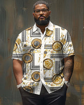 Vintage Baroque Pattern Large Size Men's Short Sleeve Shirt
